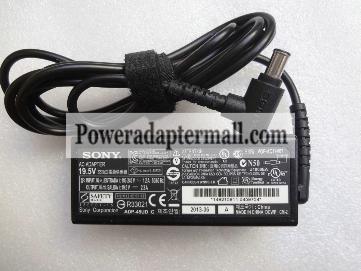 45W 19.5V 2.3A Original SONY VGP-AC19V69 AC Adapter Charger